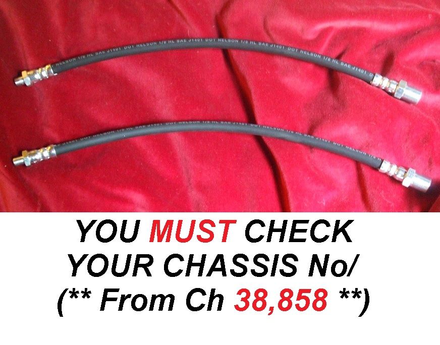 FRONT BRAKE HOSES x2 (Wolseley 15/50 Saloon) (** From Ch. 35,858 To 1958 **) (Late Type)   